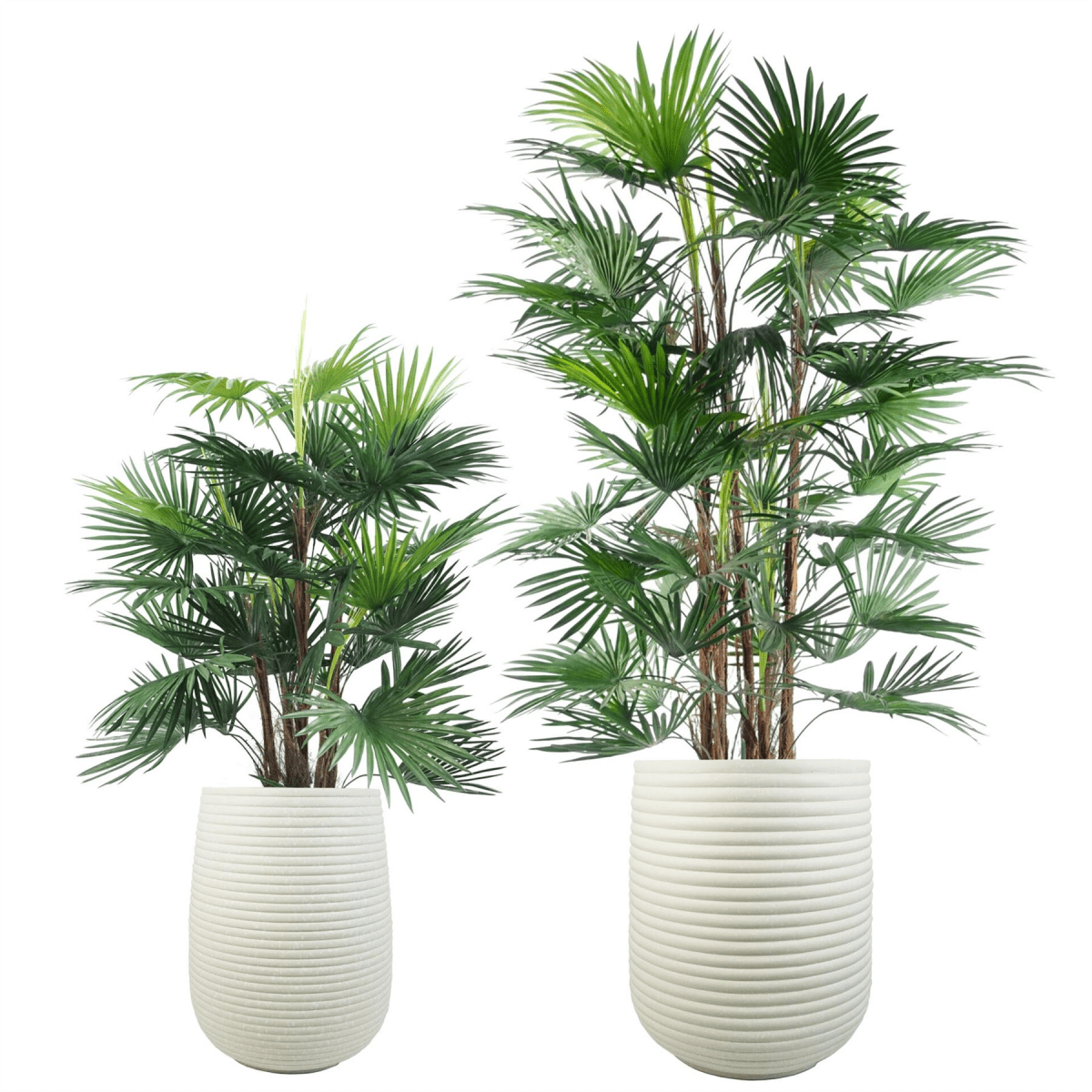 Extra Large Mikos Ridged Composite Planter - Rustic Stone Finish, 46x40cm - plants - express.com