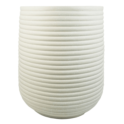 Extra Large Mikos Ridged Composite Planter - Rustic Stone Finish, 46x40cm - plants - express.com