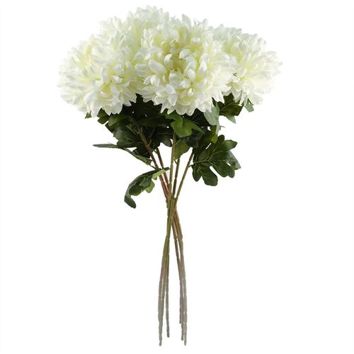 Extra Large Silk White Reflex Chrysanthemums - Pack of 6 Stems, 75cm - plants - express.com