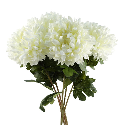 Extra Large Silk White Reflex Chrysanthemums - Pack of 6 Stems, 75cm - plants - express.com