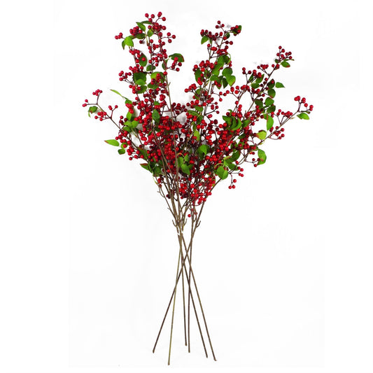 Festive 6 Pack: 80cm Realistic Artificial Red Berry Sprays for Holiday Decor - plants - express.com