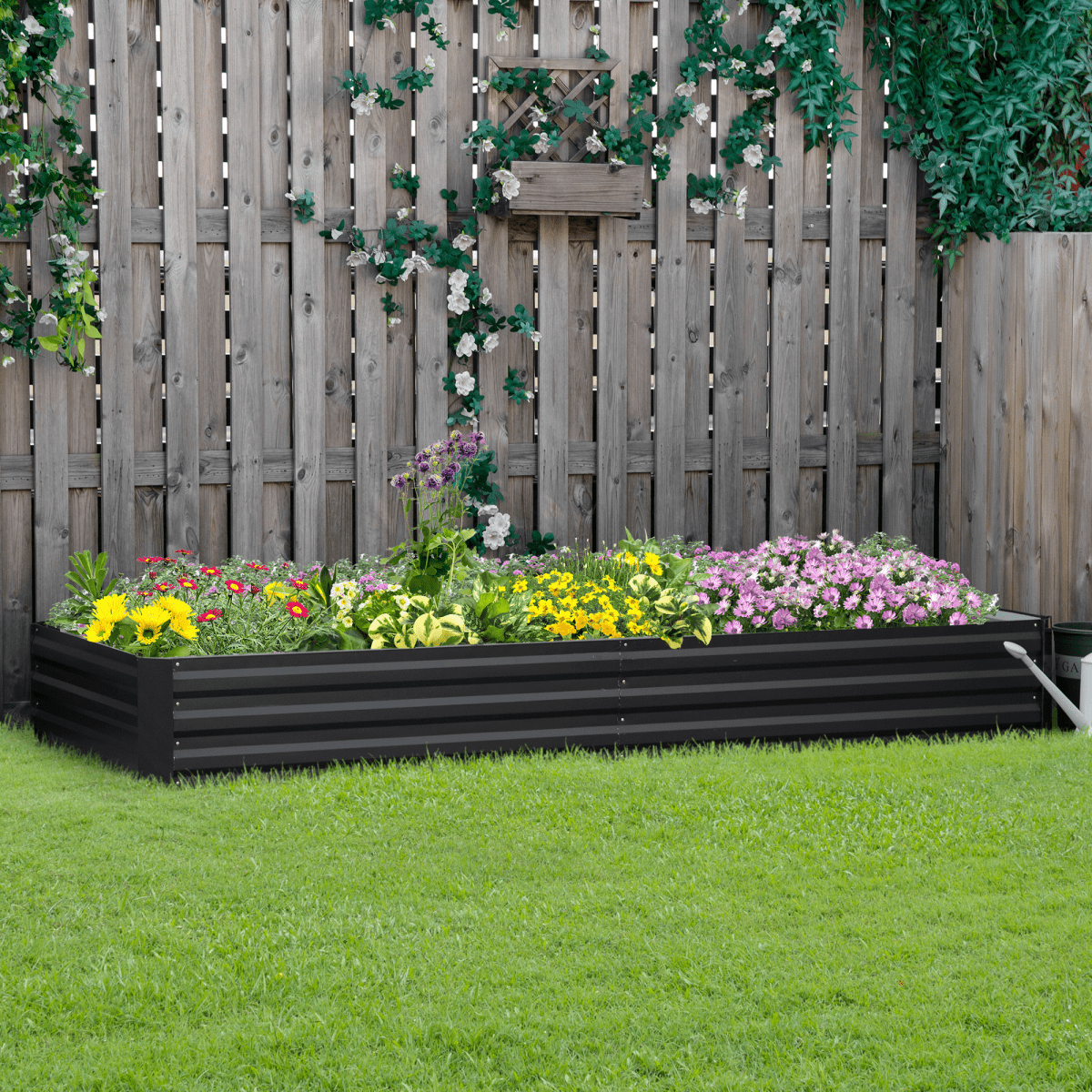 Galvanised Raised Garden Bed - Outdoor Grey Metal Planter with Open Bottom - plants - express.com