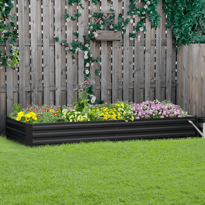 Galvanised Raised Garden Bed - Outdoor Grey Metal Planter with Open Bottom - plants - express.com