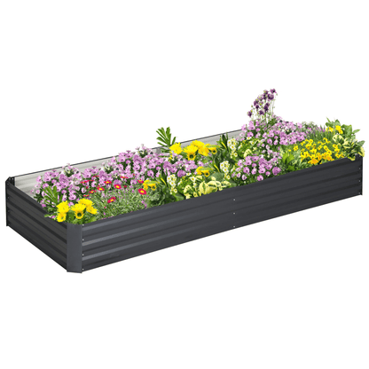 Galvanised Raised Garden Bed - Outdoor Grey Metal Planter with Open Bottom - plants - express.com