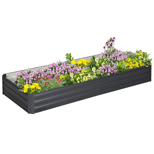 Galvanised Raised Garden Bed - Outdoor Grey Metal Planter with Open Bottom - plants - express.com