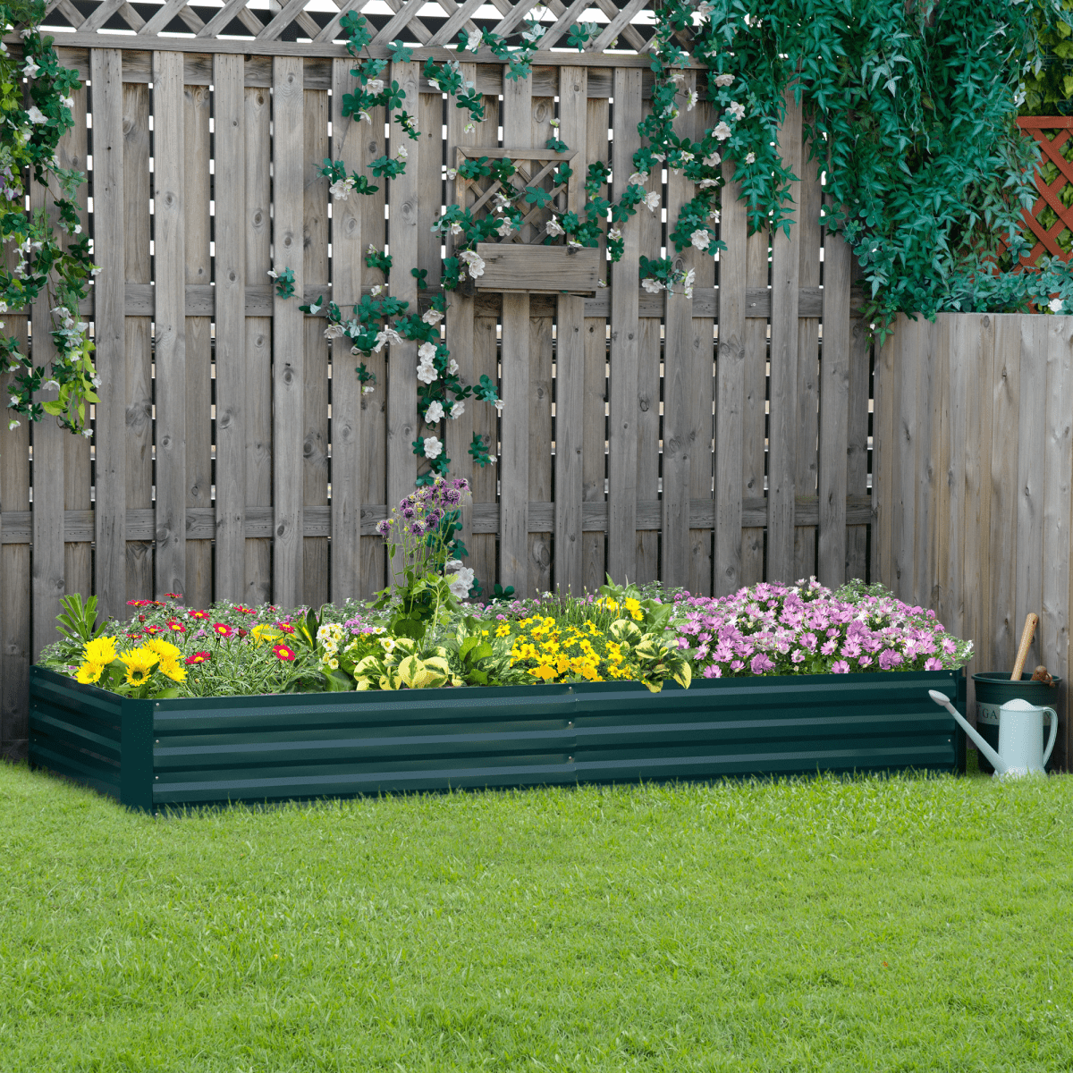 Galvanised Steel Raised Garden Bed Open Bottom Green Planter - plants - express.com