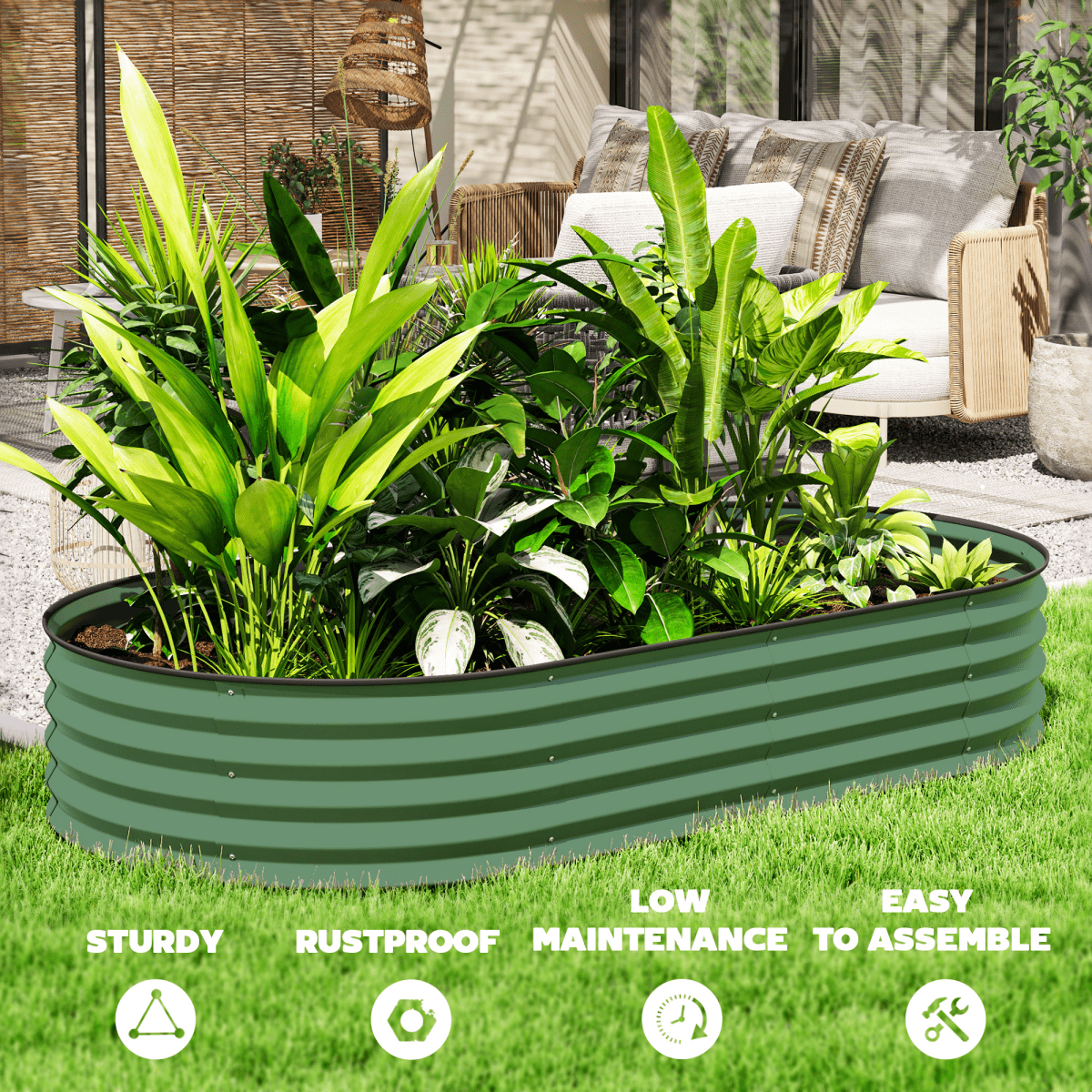 Garden Raised Planters Set - Durable Galvanised Steel for Outdoor Use - plants - express.com