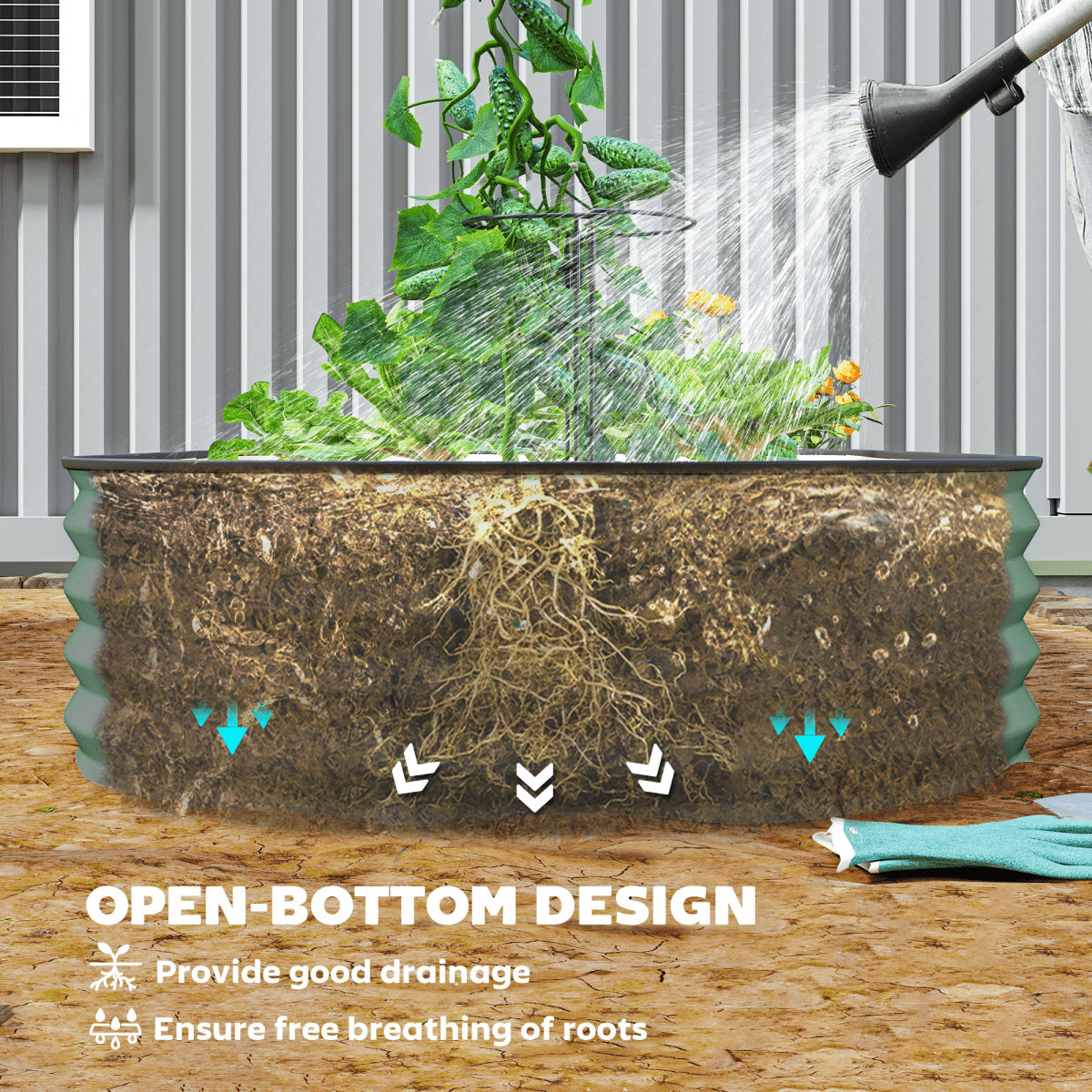 Garden Raised Planters Set - Durable Galvanised Steel for Outdoor Use - plants - express.com