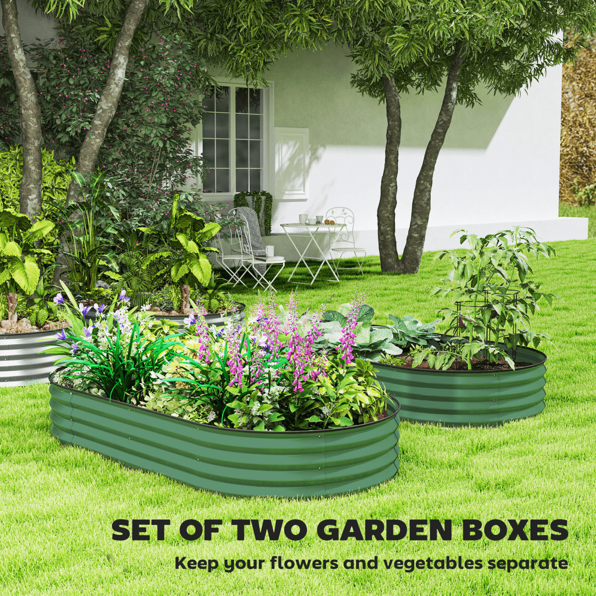 Garden Raised Planters Set - Durable Galvanised Steel for Outdoor Use - plants - express.com