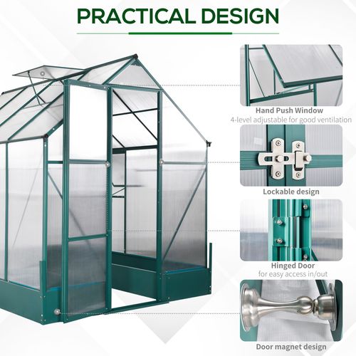 Garden Walk - In Aluminium Greenhouse with Polycarbonate & Plant Bed - plants - express.com