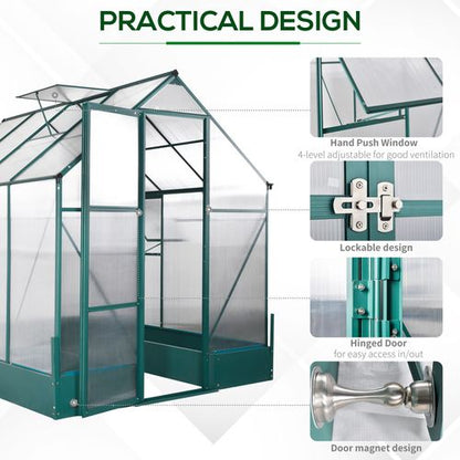 Garden Walk - In Aluminium Greenhouse with Polycarbonate & Plant Bed - plants - express.com