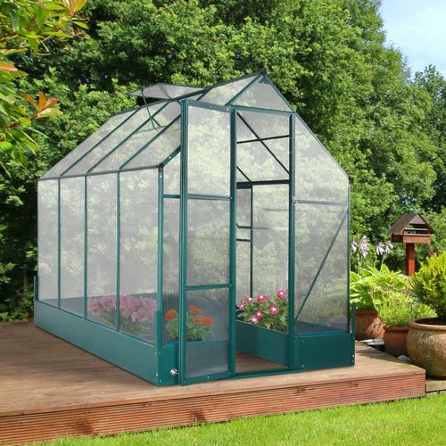 Garden Walk - In Aluminium Greenhouse with Polycarbonate & Plant Bed - plants - express.com