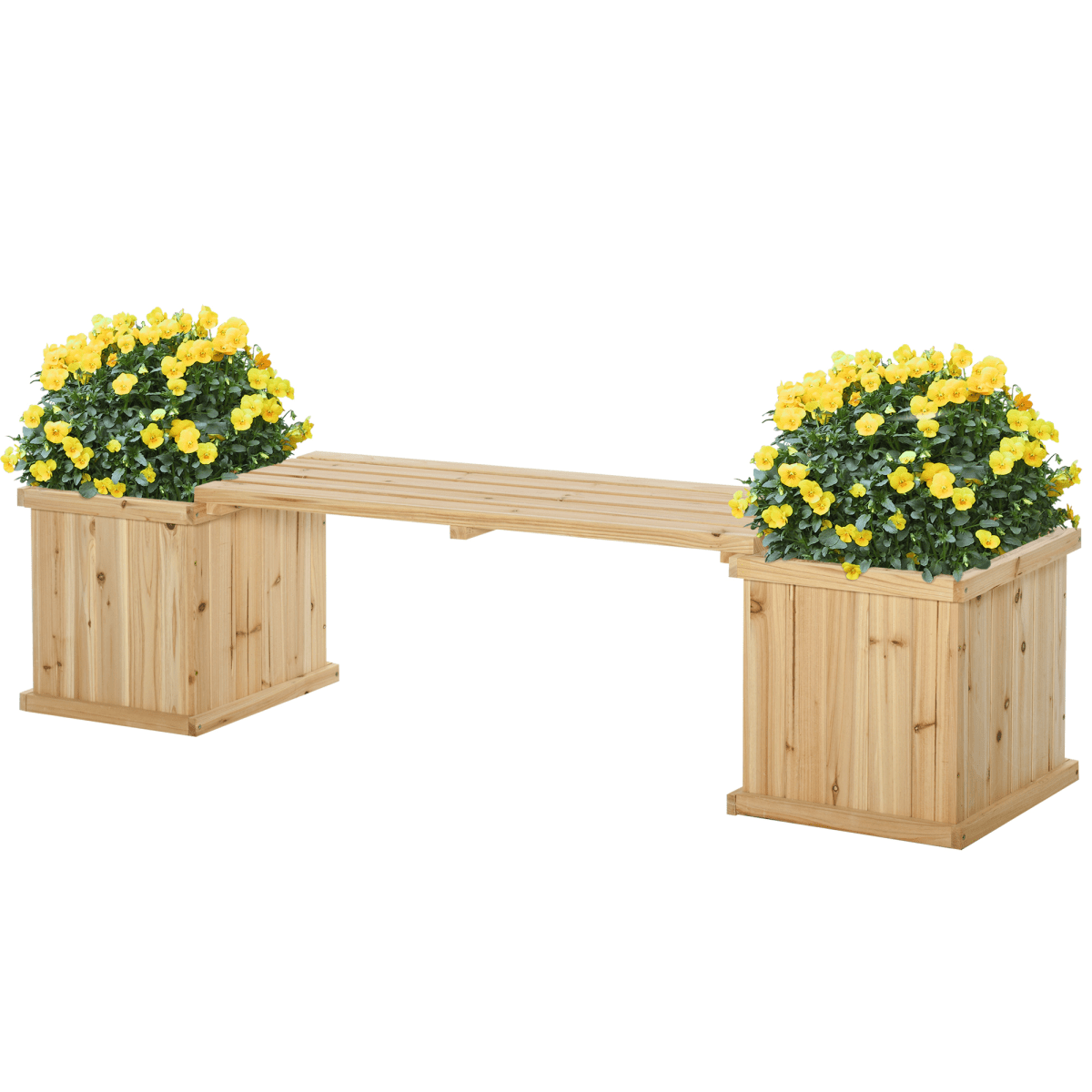 Grey Wooden Garden Planter & Bench - Raised Bed & Patio Combo - plants - express.com