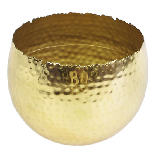 Handcrafted Hammered Gold Metal Planter - Curvy Edge Elegance (22x17cm) - plants - express.com