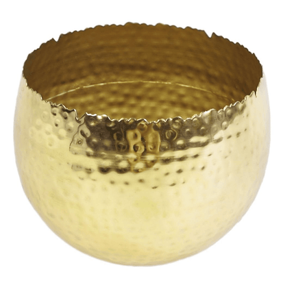 Handcrafted Hammered Gold Metal Planter - Curvy Edge Elegance (22x17cm) - plants - express.com