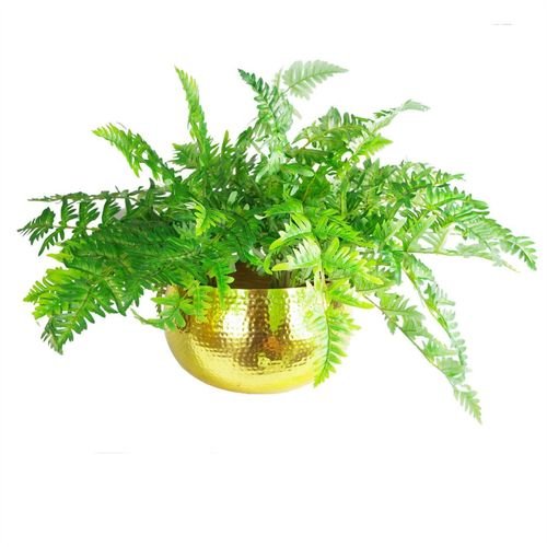 Handcrafted XL Hammered Gold Metal Bowl Planter - Rustic Elegance for Indoors - plants - express.com