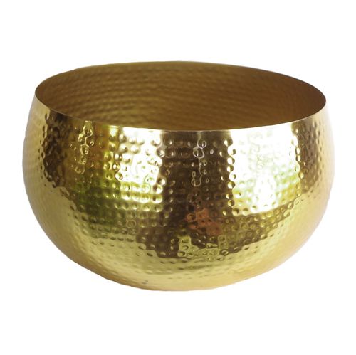 Handcrafted XL Hammered Gold Metal Bowl Planter - Rustic Elegance for Indoors - plants - express.com