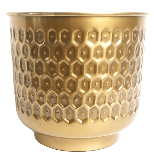 Handmade Gold Honeycomb Metal Planter - Unique Rustic Style for Any Space - plants - express.com