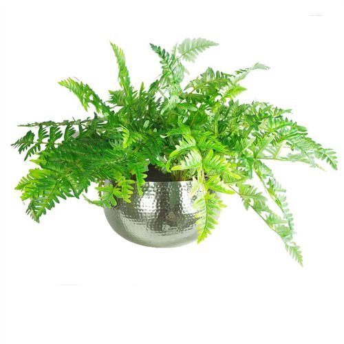 Handmade Hammered Silver XL Metal Planter - Stunning 32x20cm Centerpiece - plants - express.com