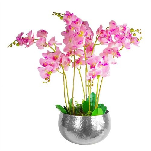 Handmade Hammered Silver XL Metal Planter - Stunning 32x20cm Centerpiece - plants - express.com