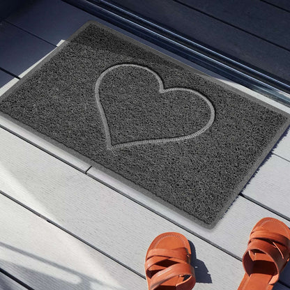 "Heart" Embossed Loofah Textured Spaghetti Door Mat - plants - express.com