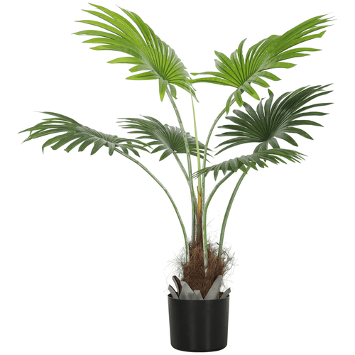 HOMCOM 145 cm Realistic Artificial Palm with Cement Base - Low Maintenance - plants - express.com