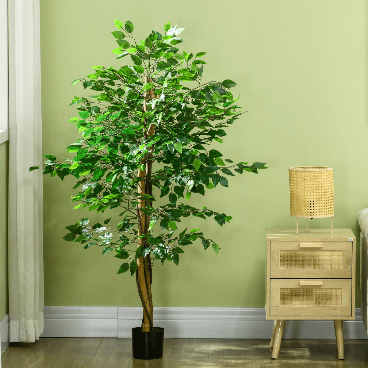 HOMCOM 150cm Artificial Tree Ficus for Indoor Outdoor Home Decor, Fake Tree - plants - express.com