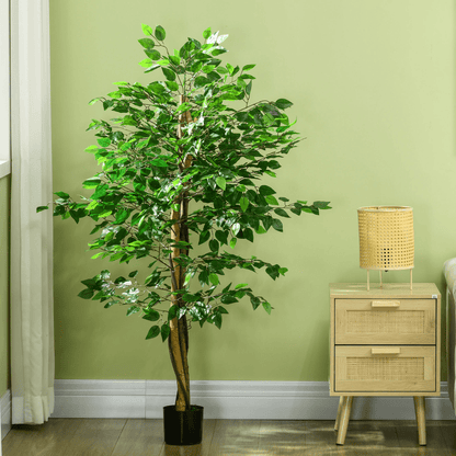HOMCOM 150cm Artificial Tree Ficus for Indoor Outdoor Home Decor, Fake Tree - plants - express.com
