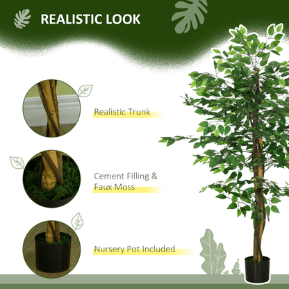 HOMCOM 150cm Artificial Tree Ficus for Indoor Outdoor Home Decor, Fake Tree - plants - express.com