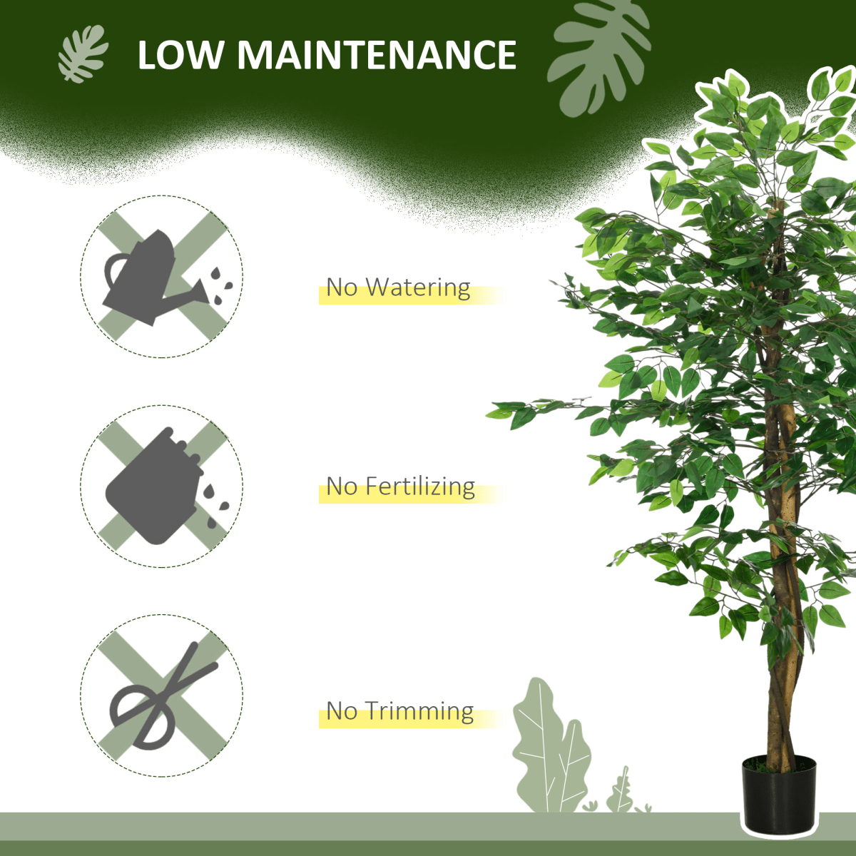 HOMCOM 150cm Artificial Tree Ficus for Indoor Outdoor Home Decor, Fake Tree - plants - express.com