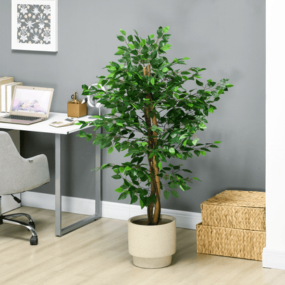 HOMCOM 150cm Artificial Tree Ficus for Indoor Outdoor Home Decor, Fake Tree - plants - express.com