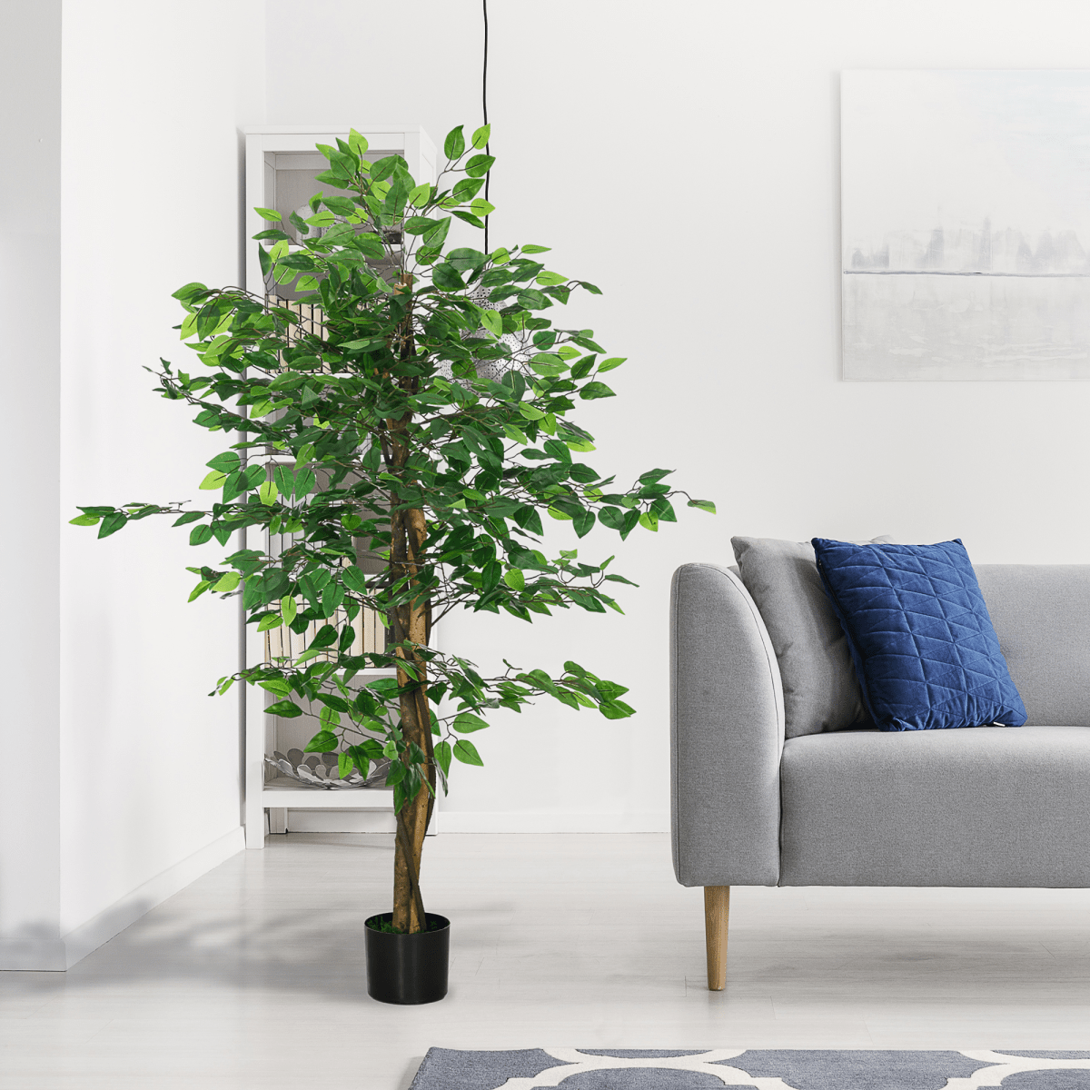 HOMCOM 150cm Artificial Tree Ficus for Indoor Outdoor Home Decor, Fake Tree - plants - express.com