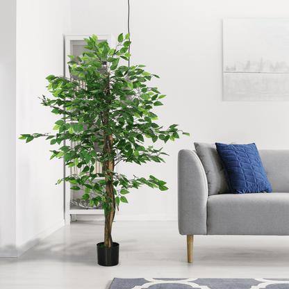 HOMCOM 150cm Artificial Tree Ficus for Indoor Outdoor Home Decor, Fake Tree - plants - express.com