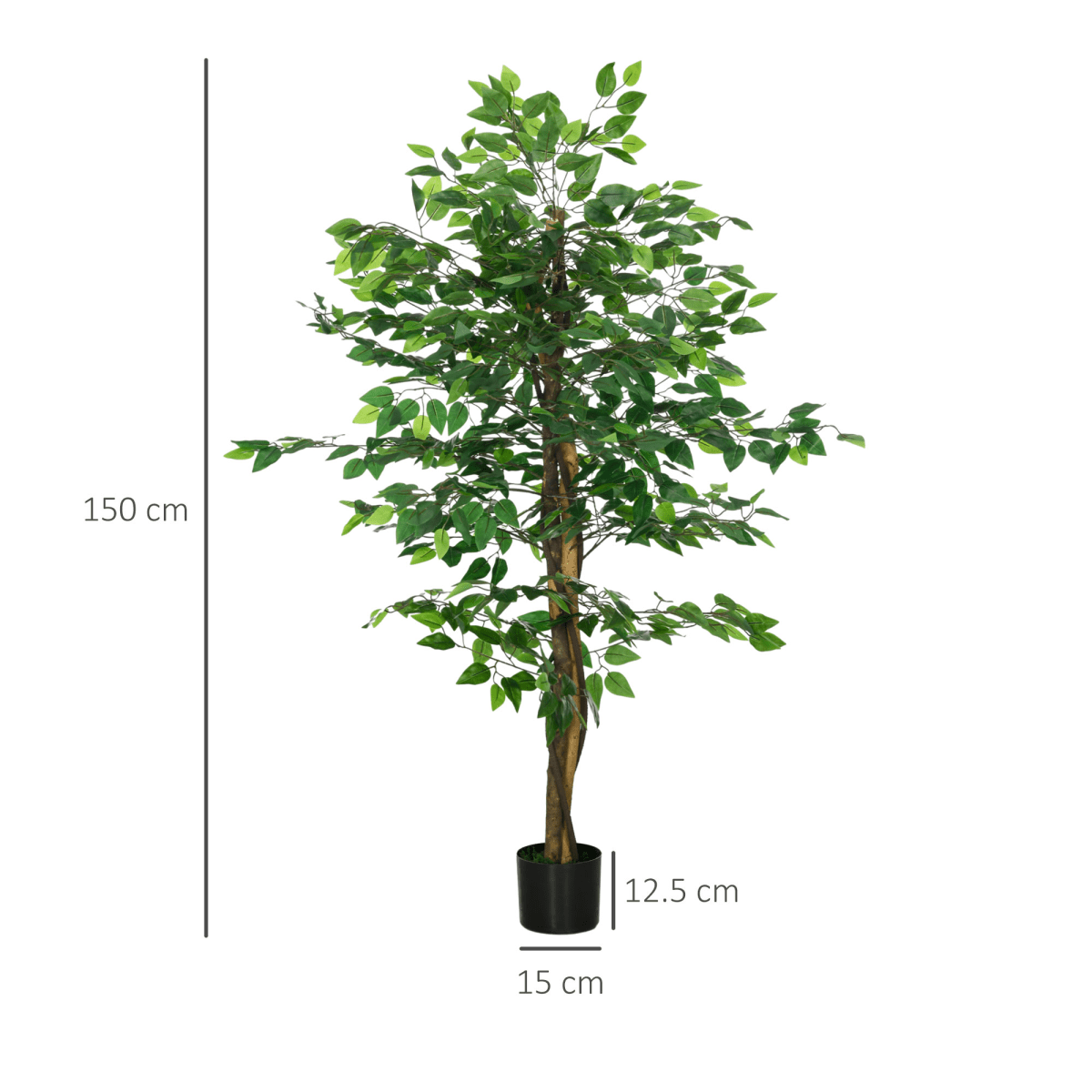 HOMCOM 150cm Artificial Tree Ficus for Indoor Outdoor Home Decor, Fake Tree - plants - express.com