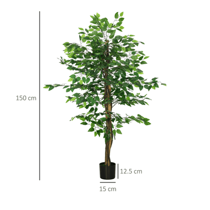 HOMCOM 150cm Artificial Tree Ficus for Indoor Outdoor Home Decor, Fake Tree - plants - express.com