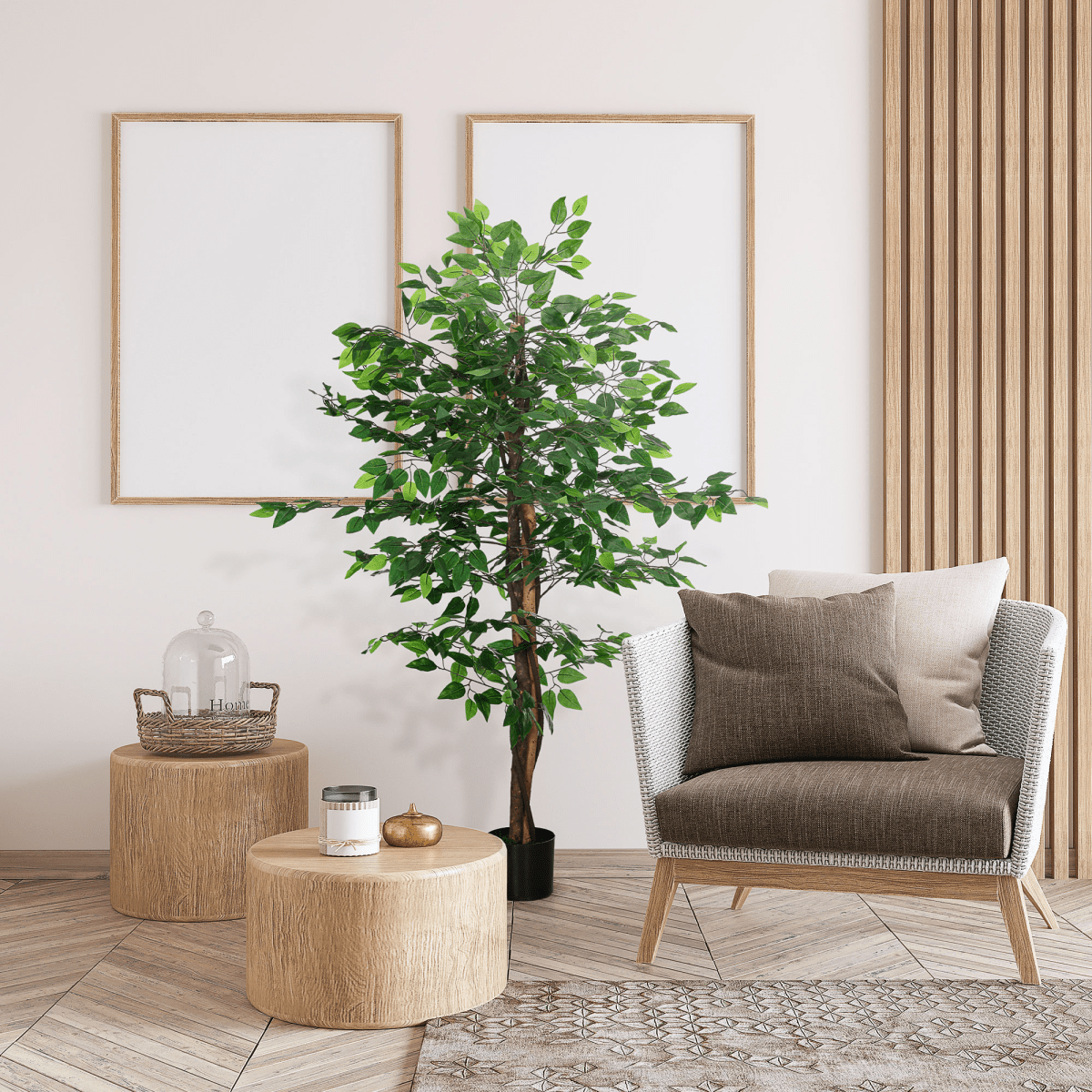 HOMCOM 150cm Artificial Tree Ficus for Indoor Outdoor Home Decor, Fake Tree - plants - express.com
