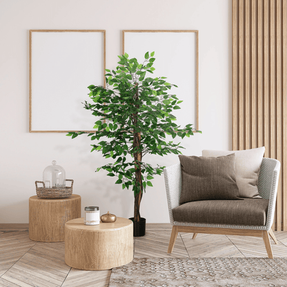 HOMCOM 150cm Artificial Tree Ficus for Indoor Outdoor Home Decor, Fake Tree - plants - express.com