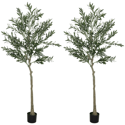 HOMCOM 2 - Pack Indoor Silk Olive Trees, Faux Potted, 120cm - plants - express.com