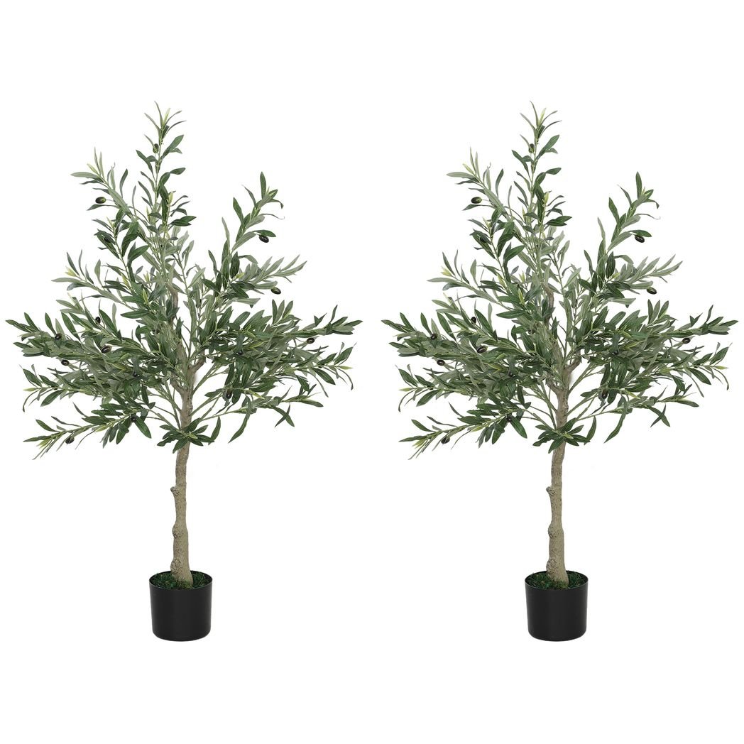 HOMCOM 2 - Pack Indoor Silk Olive Trees, Faux Potted, 120cm - plants - express.com