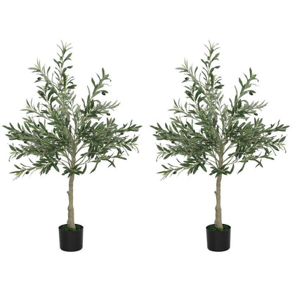 HOMCOM 2 - Pack Indoor Silk Olive Trees, Faux Potted, 120cm - plants - express.com