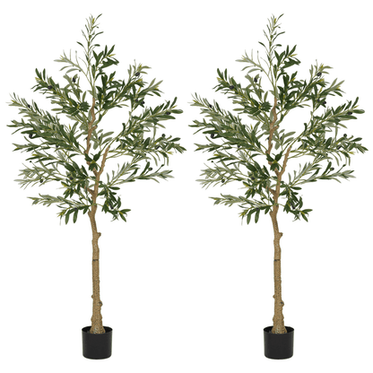 HOMCOM 2 - Pack Indoor Silk Olive Trees, Faux Potted, 120cm - plants - express.com