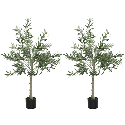 HOMCOM 2 - Pack Indoor Silk Olive Trees, Faux Potted, 120cm - plants - express.com