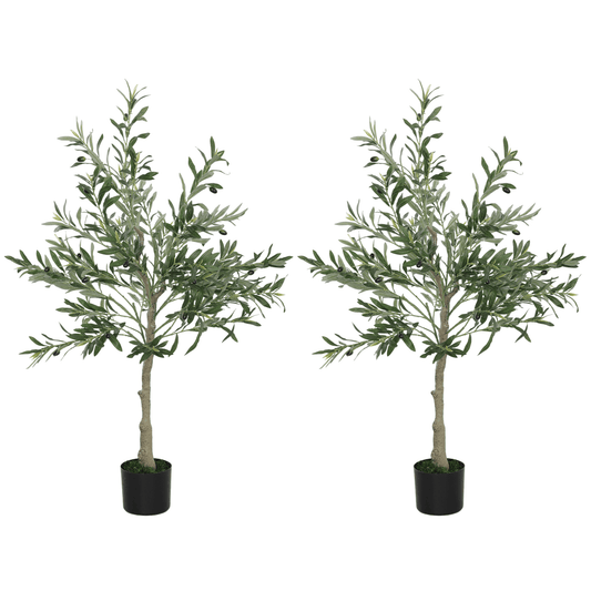 HOMCOM 2 - Pack Indoor Silk Olive Trees, Faux Potted, 120cm - plants - express.com