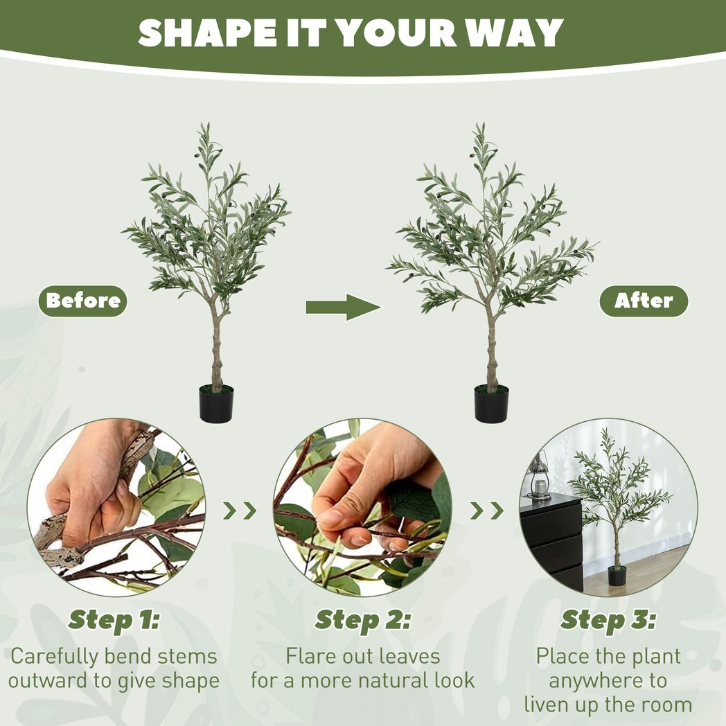 HOMCOM 2 - Pack Indoor Silk Olive Trees, Faux Potted, 120cm - plants - express.com