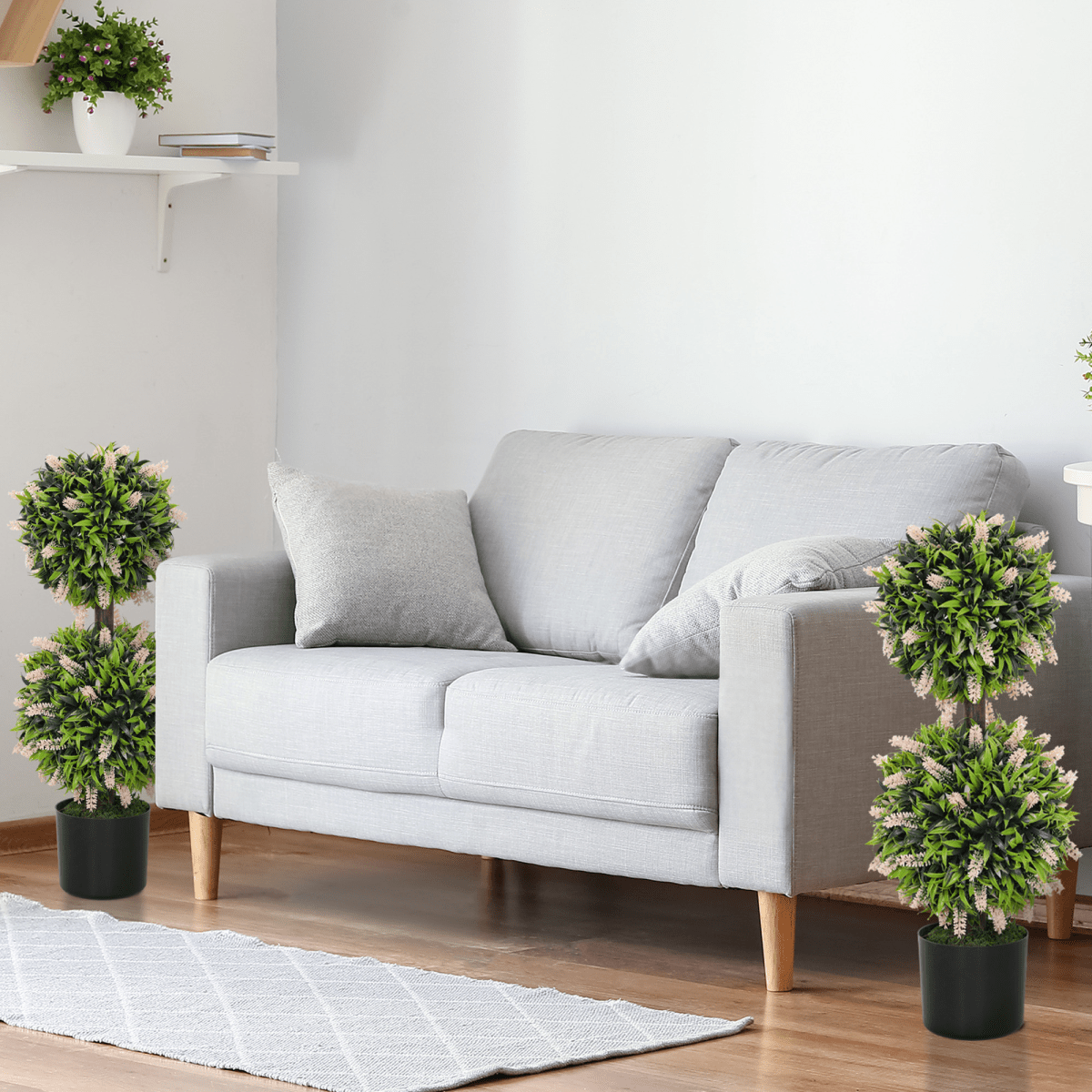 HOMCOM 2 - Pack Potted Artificial Lavender Plants - Realistic, Low - Maintenance - plants - express.com