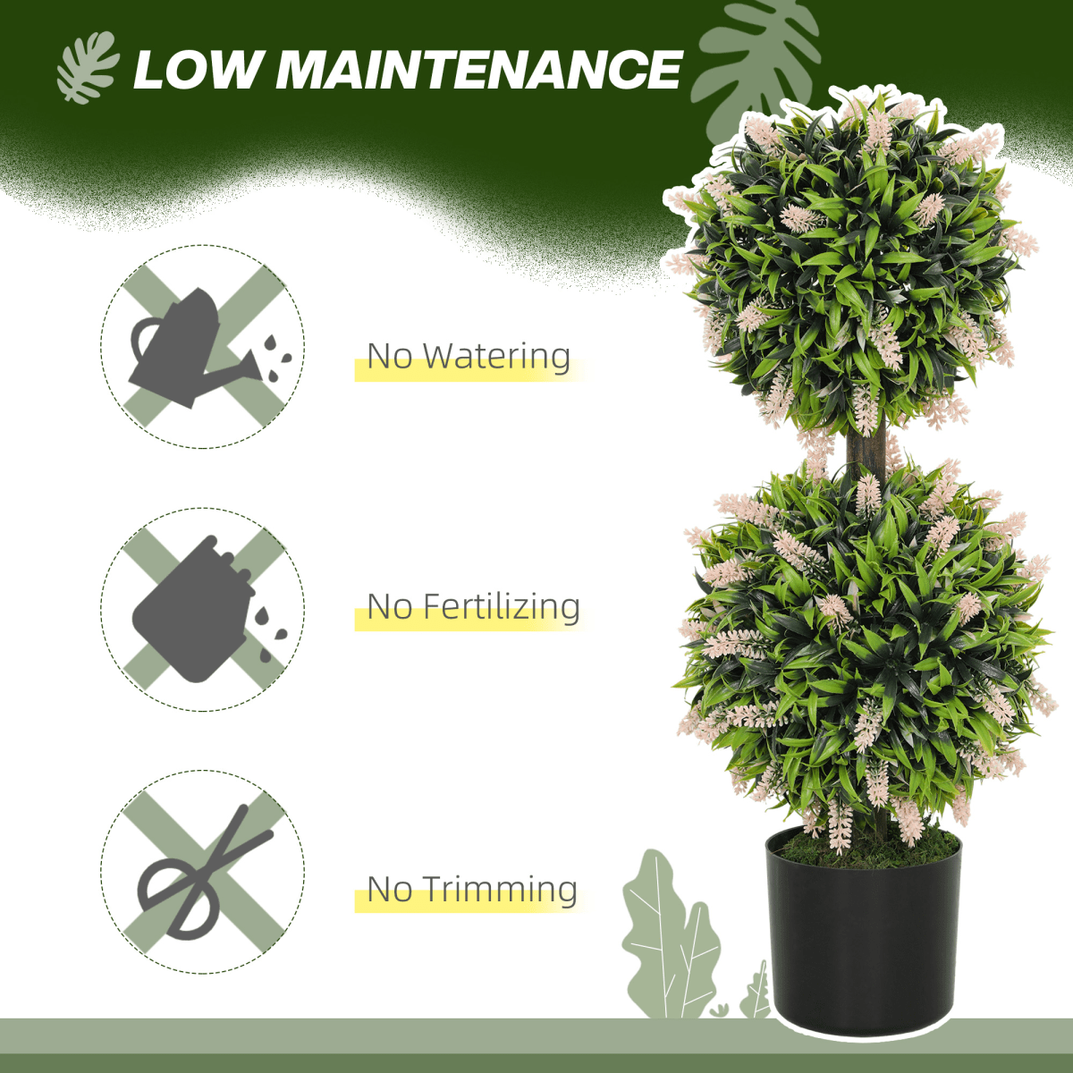 HOMCOM 2 - Pack Potted Artificial Lavender Plants - Realistic, Low - Maintenance - plants - express.com