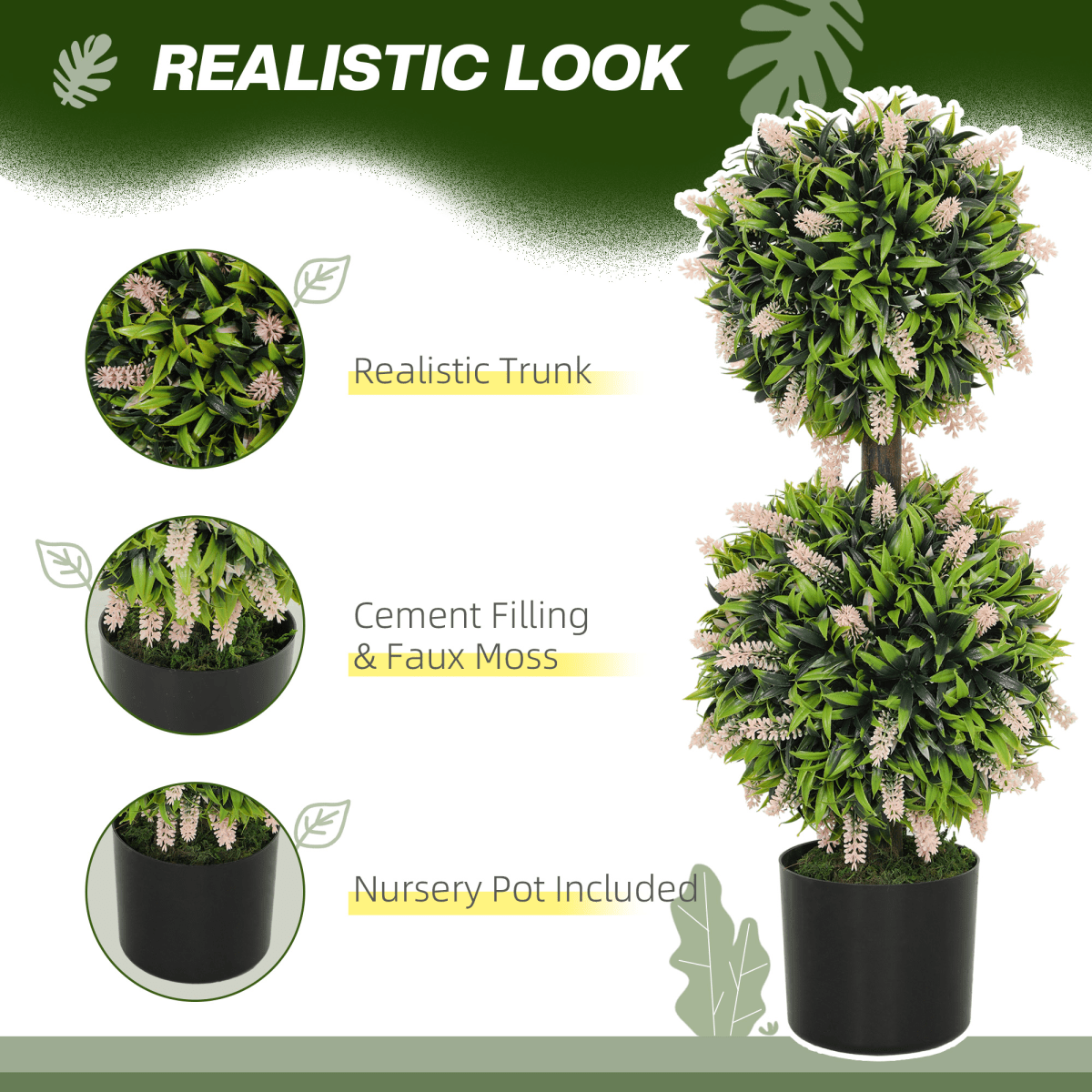 HOMCOM 2 - Pack Potted Artificial Lavender Plants - Realistic, Low - Maintenance - plants - express.com