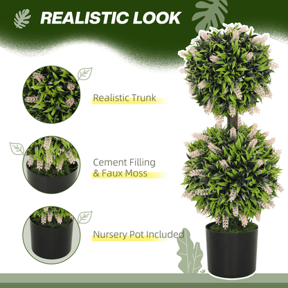 HOMCOM 2 - Pack Potted Artificial Lavender Plants - Realistic, Low - Maintenance - plants - express.com
