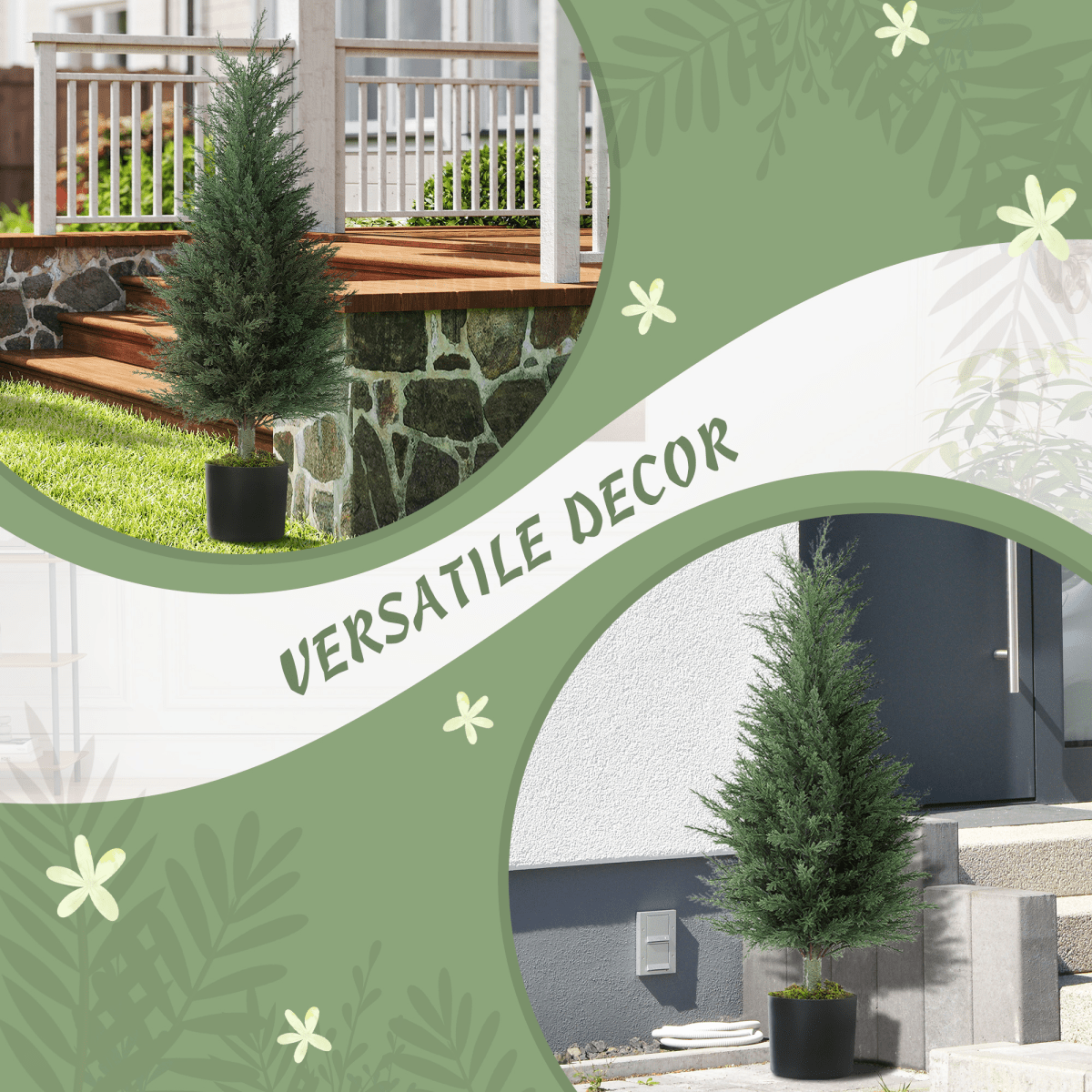 HOMCOM 2 - Pack Realistic Cypress Artificial Plants with Faux Moss - plants - express.com