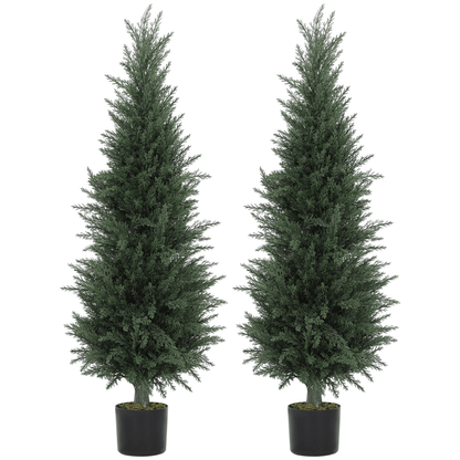 HOMCOM 2 - Pack Realistic Cypress Artificial Plants with Faux Moss - plants - express.com